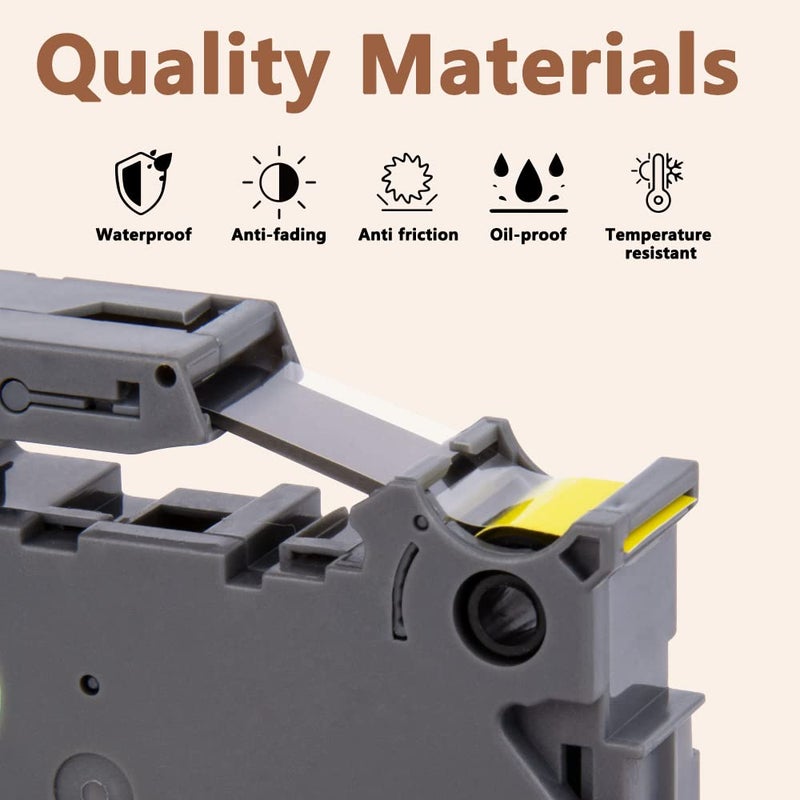 Hehua Tze Tz Tape 18mm 0.7 Laminated Yellow Tape Compatible for Brother P-Touch TZe-641 TZe641 TZ641 TZ641 Tape for Ptouch PT D400 D600 D610 P710bt  3/4'' x 26.2ft Black on Yellow  3 Pack - Image 3